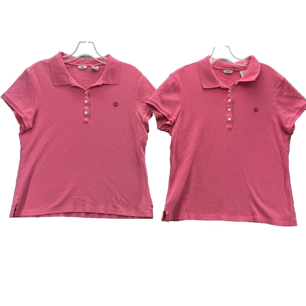 Izod Polo Shirt LOT 2 Women's Large Pink Preppy Tennis Classic Golf Y2k Academia